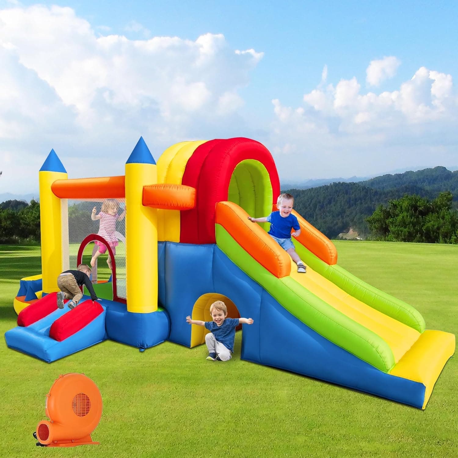 Hongcoral Inflatable Bounce House, 8 in 1 Large Bounce Castle with Blower for...