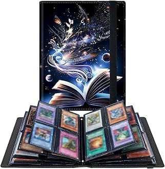 RWUTYTIUL Book Butterfly 4 Pocket Trading Cards Album, Trading Card Binder Holder with 160 Card Protector, Expandable PU Card Book Collectable Sports Card Binder for Sports, MTG and Other TCG Folder