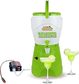 Nostalgia Taco Tuesday 1-Gallon AC/DC Frozen Margarita & Slush Blender with Easy-Pour-Flow Spout and Handle Use for Parties, Tailgating, and Camping, 12-Volt Power Inverter for Cars Included, Green
