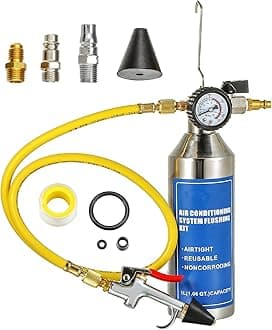 AC Flush Kit, Automotive air Conditioning Pipeline Cleaning Tool Home A/C Flush Tool,R134A R12 R22 R404 R410A AC System Flush Kit Can Tool with 220PSI Gauge, Air Fittings and Hose