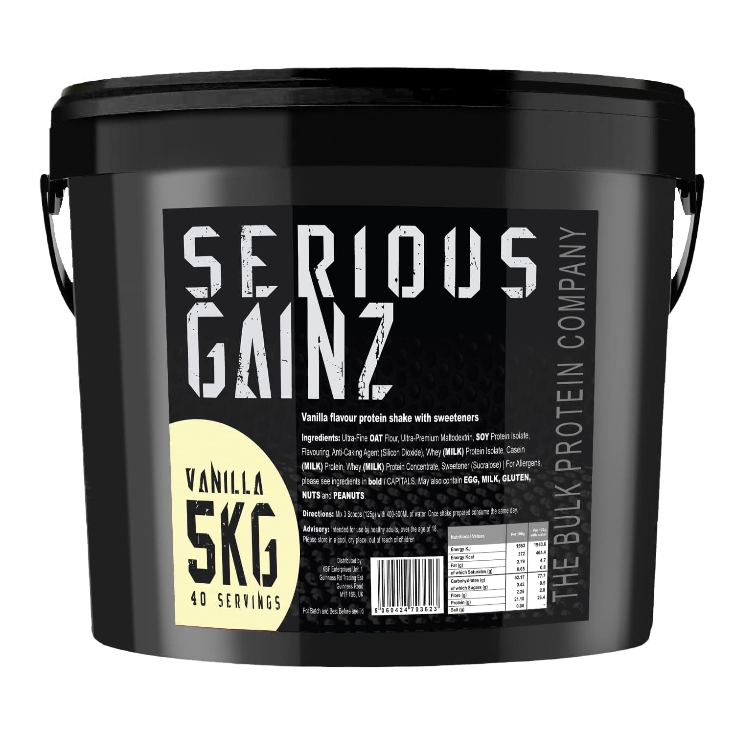 – The Bulk Protein Company, SERIOUS GAINZ - Whey Protein Powder - Weight Gain, Mass Gainer - 30g Protein Powders (Vanilla, 5kg)