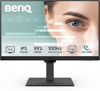 BenQ GW2490T Computer Monitor 24" 100Hz FHD 1920x1080p | IPS | Eye-Care Tech | Low Blue Light | Anti-Glare | Adaptive Brightness | Height and Tilt Adjustable | Built-in Speakers | DisplayPort | HDMI