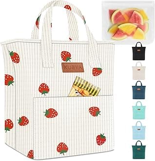 Lunch Box Lunch Bag for Women Adult Men Insulated Cooler Lunch Boxes Simple Reusable Lunchbag Cute Lunchbox Large Capacity Lunch Tote Bags for Picnic or Work, Included Food Storage Bag