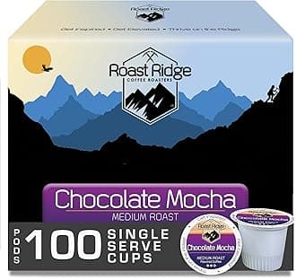 Roast Ridge Single Serve Coffee Pods for Keurig K-Cup Brewers, Chocolate Mocha, Medium Roast, 100 Count