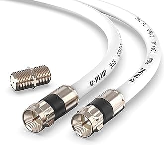 G-PLUG25FT RG6 Coaxial Cable Connectors Set - High-Speed Internet, Broadband and Digital TV Aerial, Satellite Sky Cable Extension - Weather-Sealed Double Rubber O-Ring and Compression Connector White