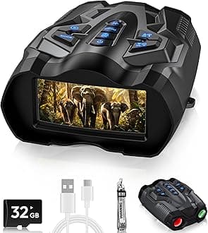 4K Night Vision Goggles, Upgrade Night Vision Binoculars with 5000mAh Battery Rechargeable Battery - 16X Digital NightVision 9 Gear Infrared with 32GB TF Card, 3.5" HD Binoculars Gift for Men, Dad