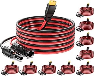 10PCS Solar to XT60 Charge Extension Cable 12AWG 10Ft Solar Connector to XT60 Adapter Cable for Solar Panel to LiFePO4 Battery RV Portable Power Station Solar Generator