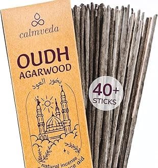Mystic Oud Agarwood Incense Sticks - (40+Sticks, 9 inch) Thick Natural Resin Incense Made from Assam Oudh Chips, Clean Charcoal Free | Infuse Luxury with These Exotic Oud Incense (Burn Time 45+ mins)