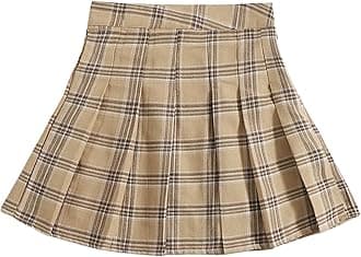 WDIRARA Women's Plaid High Waist Pleated Skater A Line Uniform Mini Skirt