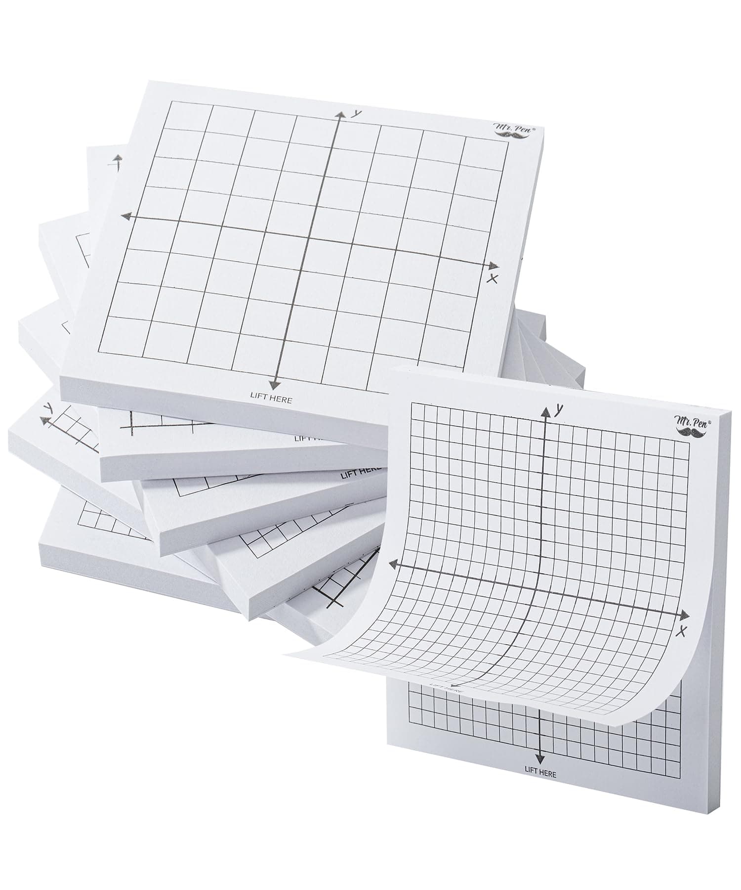 Mr. Pen- Graph Paper Sticky Notes, 6 Pads, 3x3 Inch, Graph Sticky Notes