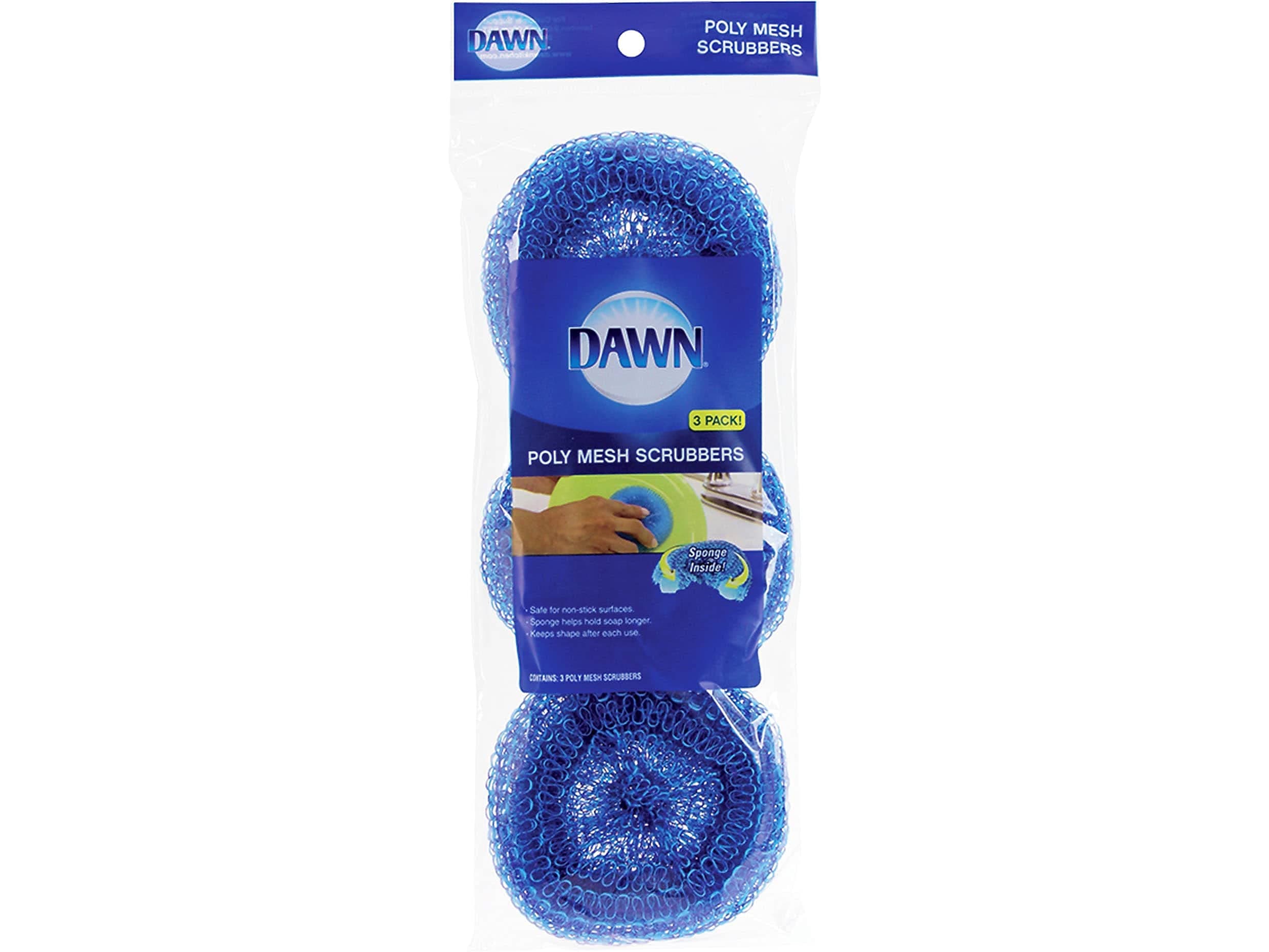 Non-Scratch Poly Mesh Round Scrubber Sponges, Blue (Pack of 3)