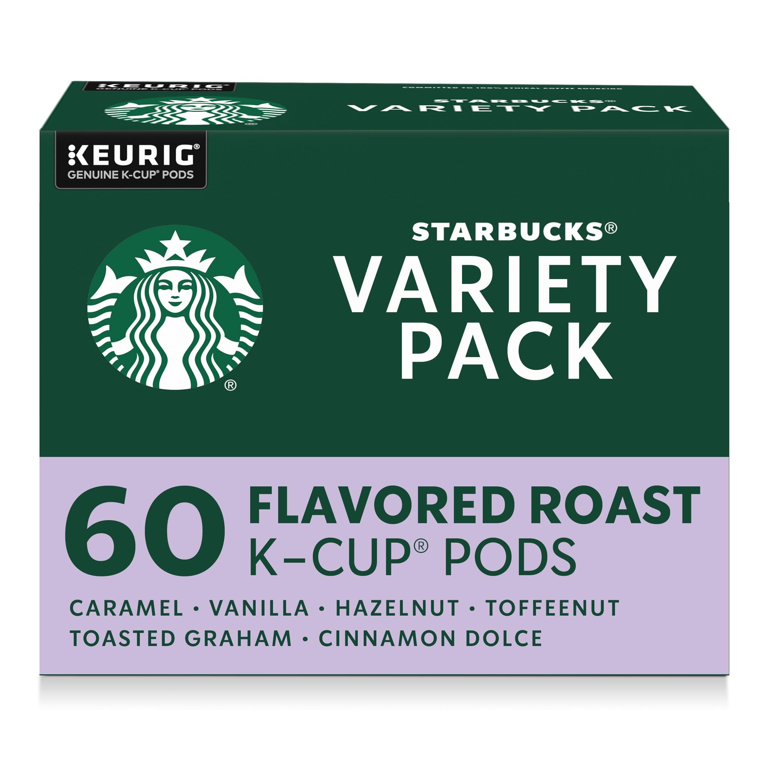 Starbucks K-Cup Coffee Pods-Flavored Coffee-Variety Pack-No Artificial Flavors-100% Arabica-6 boxes (60 pods total)