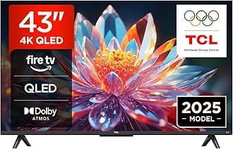 TCL 43T6C-UK 43 Inch QLED 4K HDR TV, Fire TV (Smart TV with Dolby Vision & Atmos, HDR10+, Press & Ask Alexa, 2025 Model)