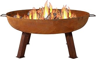 Sunnydaze 34-Inch Cast Iron Heavy Duty Fire Pit for Outside - Wood Burning Outdoor Fire Pit Bowl with Handles - Rust