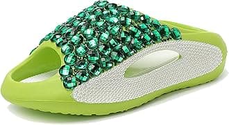 Hanfike Womens Casual Fashion Slide Mules with Rhinestone Closed Toe Comfort Flats