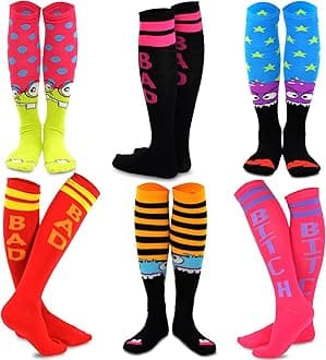 Colorful Halloween Party Monster Socks 6Pairs Knee High
