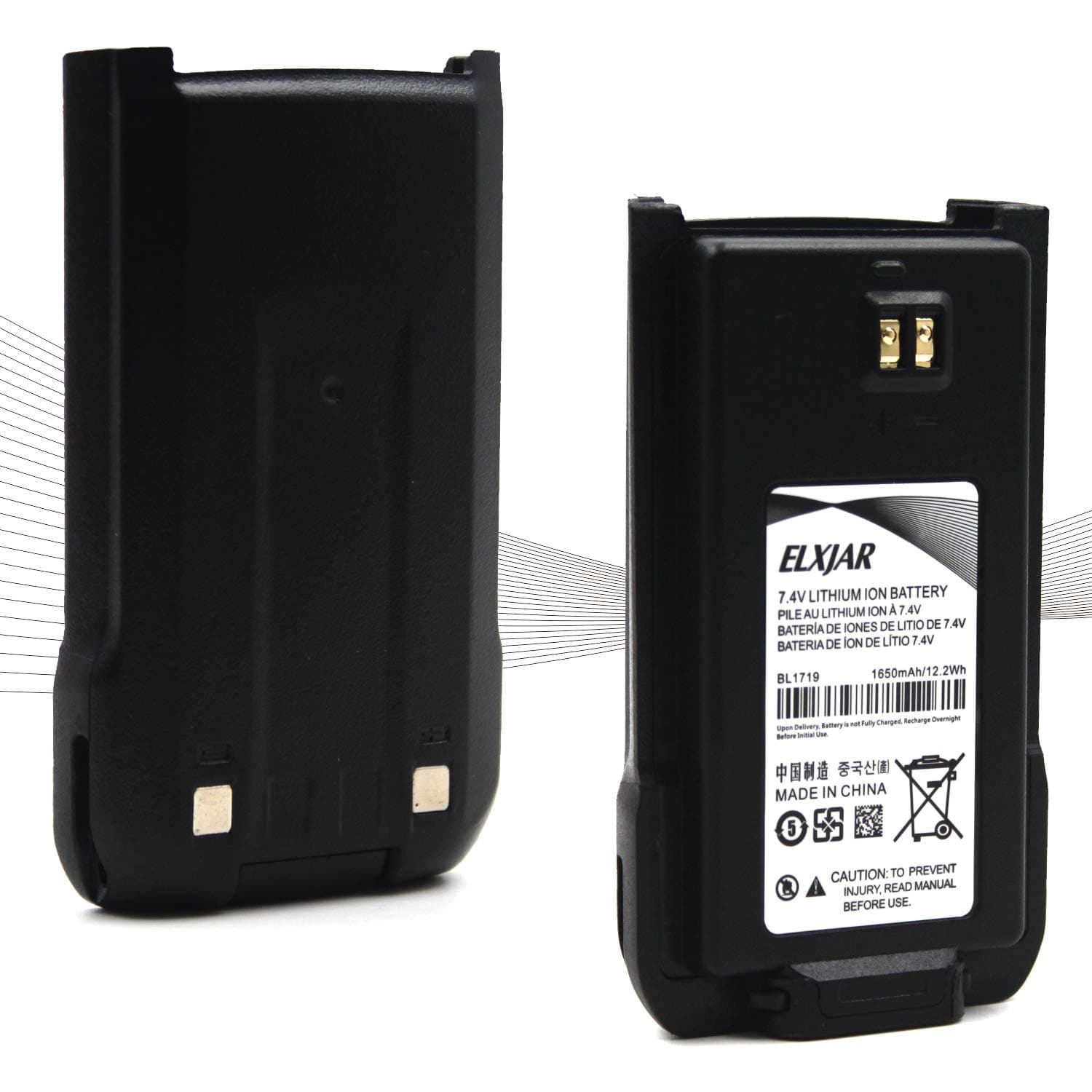 elxjar (2-Pack) 7.4V 1650mAh BL1719 Li-ion Replacement Battery for Hytera HYT TC-508 TC-518 TC-580 TC-446S TC-510 TC-585 TC-500S Two-Way Radio