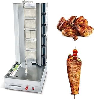 Kebab Machine Gas Vertical Grill Smokeless Barbecue Grill Stoves Stainless Steel with Burners 360° Rotation Automatic Kebab Machine for Shawarma, Chicken Roaster, Tacos Meat,style4