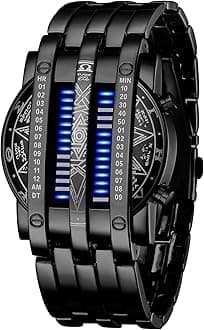 Black Binary Matrix LED Watch