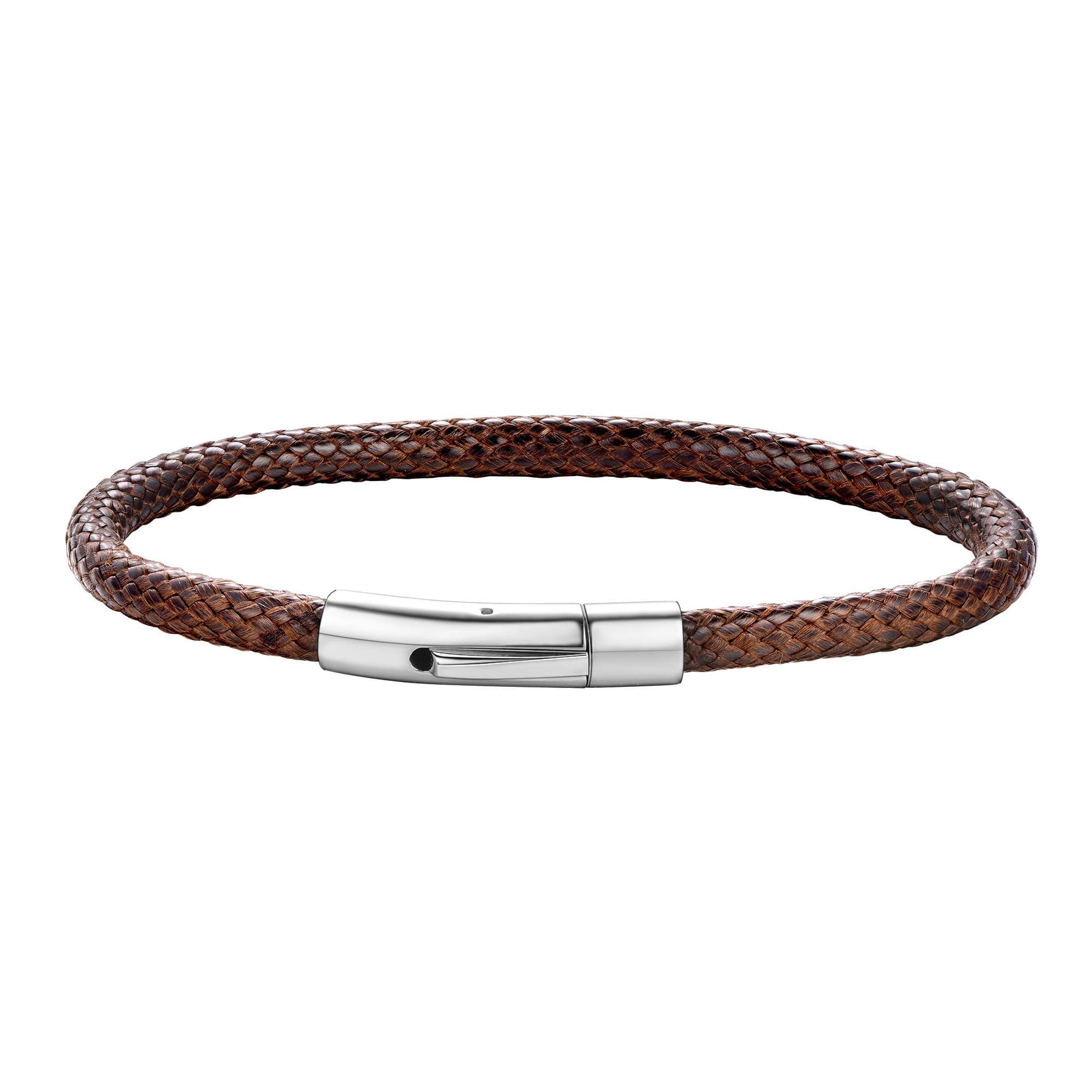 Braided Leather Bracelets for Men,5mm Bangle Bracelets with Stainless Steel Clasp,18/20/22CM