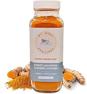 Mt.Meru Medicines Finest Lakadong Turmeric/Haldi Powder, Non-GMO, Third-Party Tested for Heavy Metals and Curcumin Content, Hand-Picked, Sun-Dried and Stone-Ground (100g/3.53oz)