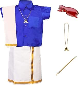 AMIRTHA FASHION Silk Boys Traditional Dhoti & Shirts Set With Accessories (3-6 Months_Rstcmbd0, Blue)
