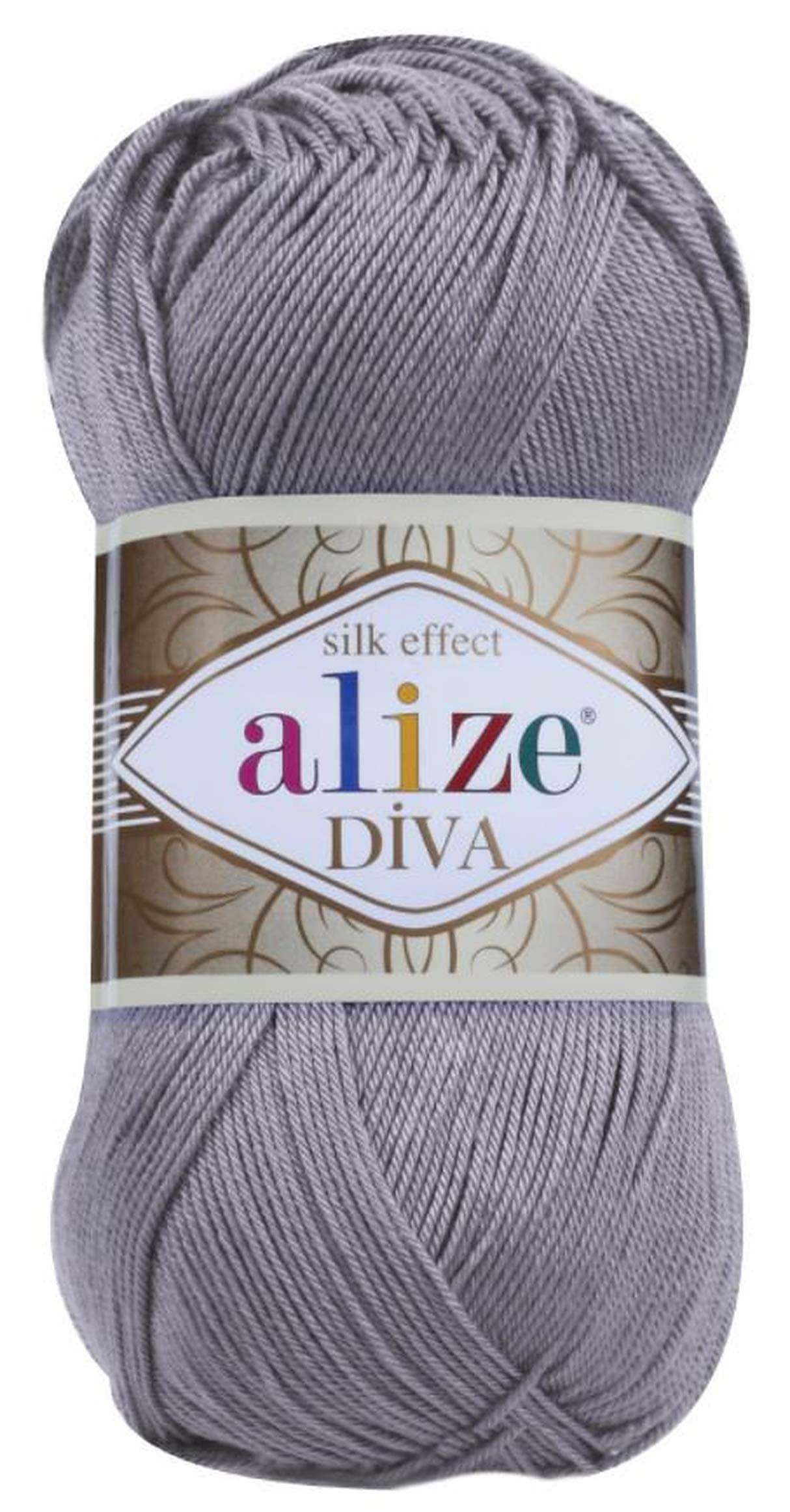 Alize Diva Silky Effect 100% Microfiber Acrylic Yarn 1 Ball skeins 100gr 383yds Color (348 - Smoky)
