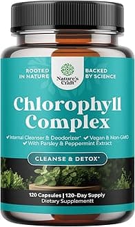 Chlorophyll Capsules for Cleanse and Detox Support - Internal Deodorant Pills for Body Odor with Mint & Parsley Extract Healthy Skin Immunity & Digestive Support - Vegan Non-GMO & Gluten Free (120ct)