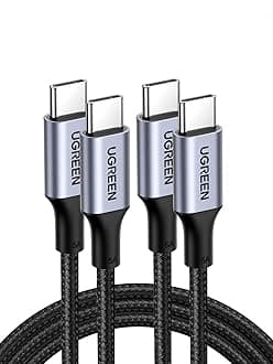 UGREEN USB C Cable 2M 2Pack, Braided 100W Power Delivery PD Super Fast Charge Cable USB C to Type C for iPhone 15/16 pro max, iPad mini 7, MacBook Pro, iPad, Samsung S25 Ultra/S24/23/, Huawei P70