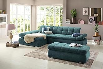 Fabrique Elementra L-Shaped Sofa Bed 5 Seater Linen Fabric Sofa Set - Premium Furniture for Home Office, Guests, and Contemporary, Comfortable Living Rooms (Left Hand Side) - Teal Blue