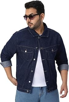 Urbano Plus Men's Regular Fit Washed Full Sleeve Denim Jacket