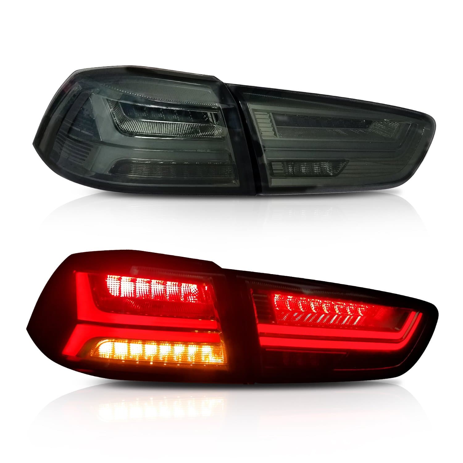 LED Tail Lights For Mitsubishi Lancer&EVO X 2008-2017 Audi Style Smoked Lens Replacement