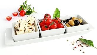 Urban Snackers Porcelain Square Shaped Bowls & Tray, 4 Piece, White, Standard