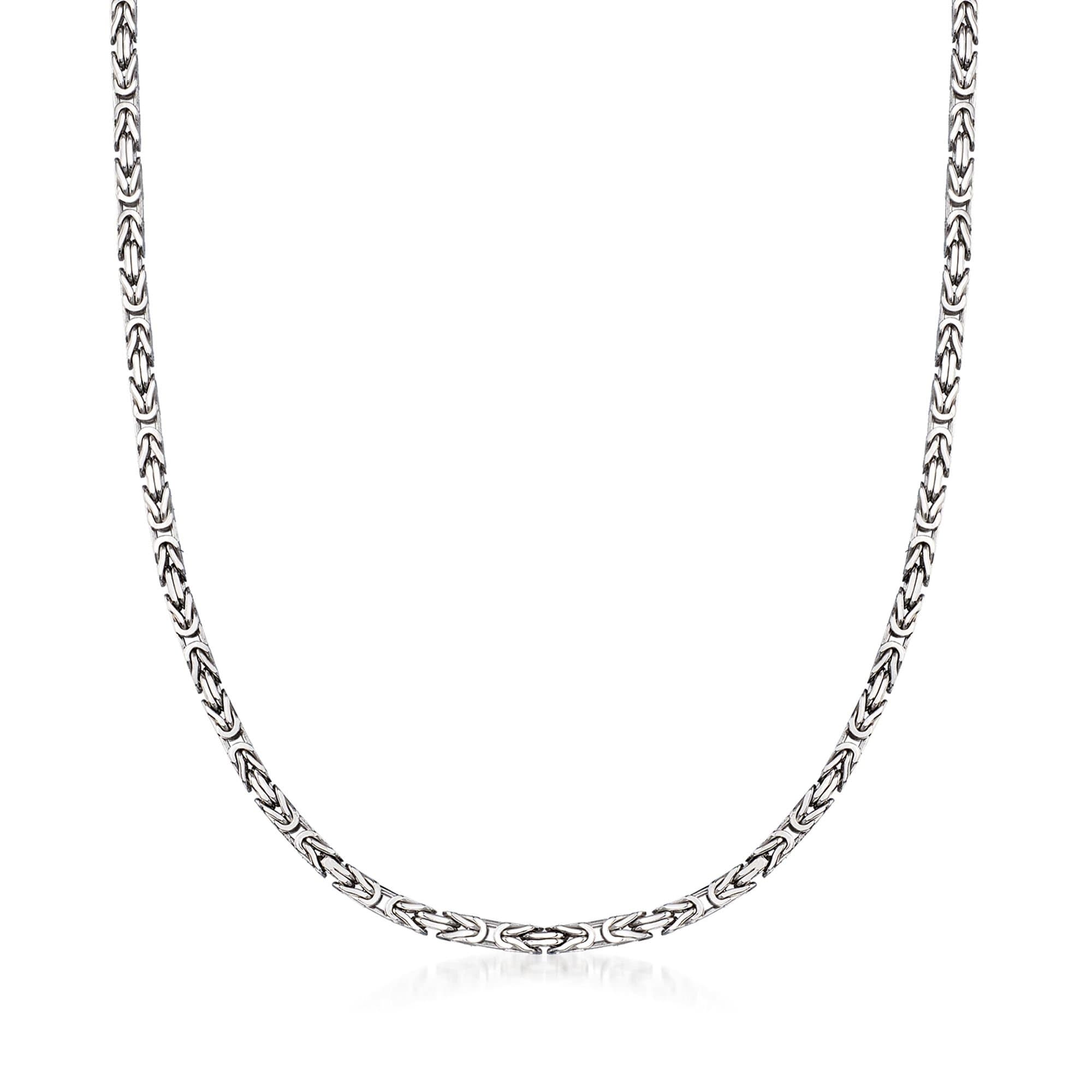 2.3mm Sterling Silver Square Byzantine Necklace