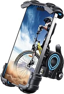 Lamicall Bike Phone Holder, Motorcycle Phone Mount - Motorcycle Handlebar Cell Phone Clamp, Scooter Phone Clip for iPhone 14 Plus/Pro Max, 13 Pro Max, S9, S10 and More 4.7" - 6.8" Smartphones, Blue