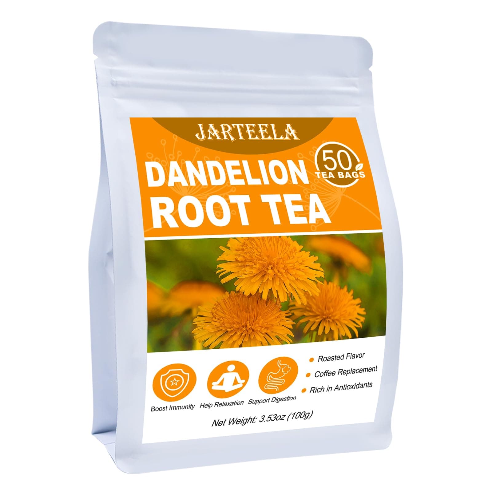 Roasted Dandelion Root Tea Bag, 2g x 50 Count - Dandelion Tea - Premium Herbal Dandelion Tea Bags - Non-GMO - Caffeine-free Tea