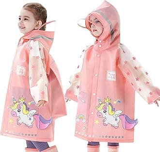 Kids Raincoats for Girls Boys Waterproof Rain Jacket Cartoon Unicorn Children Toddler Rain Wear Children Rain Poncho S Size 1-2 Years