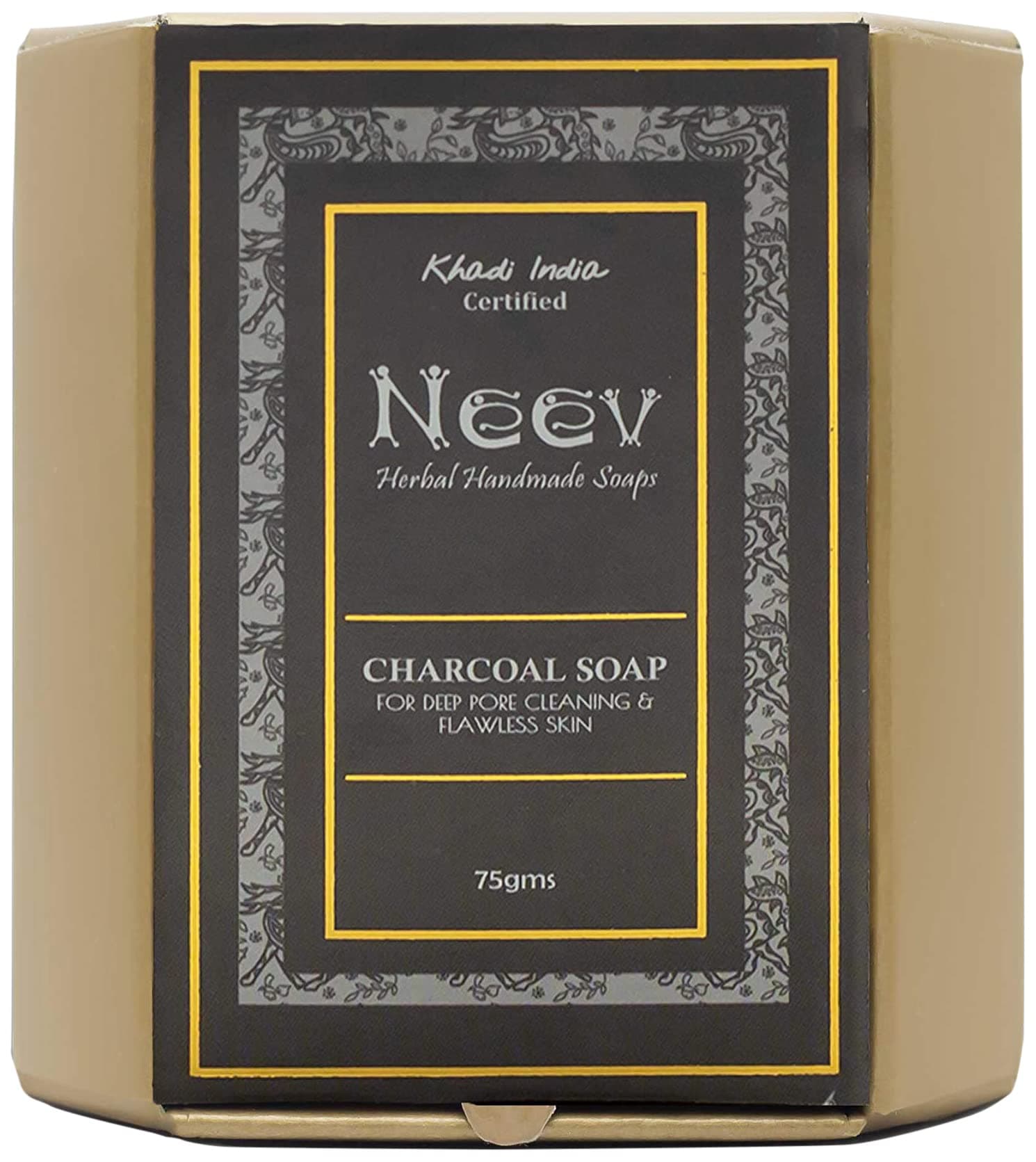 Neev Herbal Handmade Soaps Charcoal Soap for Deep Pore Cleansing and Flawless Skin, 75 g