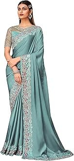 – Women's Silk Embroidery Saree with Unstitched Designer Blouse Piece