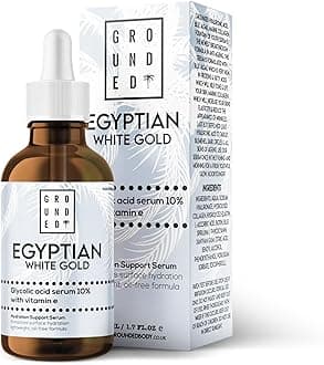 G R O U N D E D COFFEE SCRUB Egyptian White Gold Glycolic Acid Serum with Vitamin E, Anti-Aging Face Serum, Made in the UK by Grounded Body