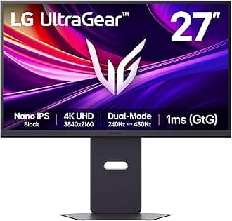 LG UltraGear G8 Gaming Monitor 27G850A – 4K UHD Nano IPS 27 inch, Dual-Mode 240Hz / 480Hz, 1ms (GtG), AMD FreeSync Premium Pro, DisplayHDR 600, DP 2.1, HDMI 2.1, Black