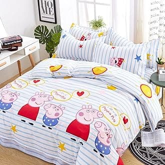HOLY HOME Kid’s Bedding, Cartoon Duvet Cover Set 4 Piece Birthday Gift Bedclothes (Sea Blue, Full)