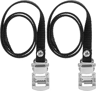 2 Pcs Bike Pedal Straps Pedal Toe Clips Universal Replacement Foot Pedal Straps for Bicycles with Clamp Lock Tape for Fixed Gear Bike Exercise and Kids Outdoor Cycling and Indoor Stationary