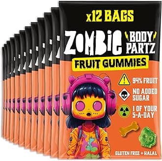 No Added Sugar Sweets, Fruit Gummies (12 Bags), 94% Fruit, Vegan, Healthy Snacks for Adults, Kids, Low Calorie, Gluten Free, Halal, Bulk, Jelly, Tub, Vegetarian, Party Bags, Gummy, Multipack