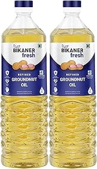 Bikaner Fresh Groundnut Oil, Enriched with Vitamins A & D2, Healthy Cooking Oil, Best Edible Oils for Cooking, 2 Litre Bottle (1 Litre x 2)