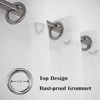 Heavyoff Outdoor Curtain for Patio, Grey Linen Look Semi-Sheer Curtains Waterproof Light Filtering Voile Outside Grommet Drapes for Pergola Balcony Pool Indoor 1 Panel, W52 x L108