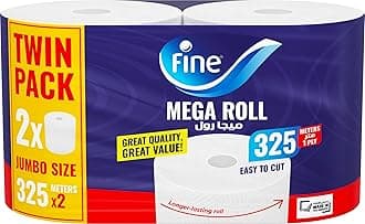 Fine Kitchen Paper Towel Roll, 1500 X 1 ply, 2 Rolls. Fine Mega Roll, Sterilized Tissues For Germ Protection