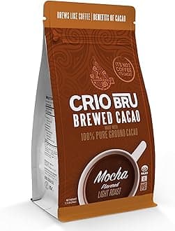 Crio Bru Brewed Cacao Mocha Flavored Light Roast - Coffee Alternative Natural Healthy Drink | Made with 100% Pure Ground Cacao Beans | 99.99% Caffeine Free, Keto, Low Carb, Paleo, Brew And Enjoy Hot or Iced (1.5 Pound (Pack of 1))