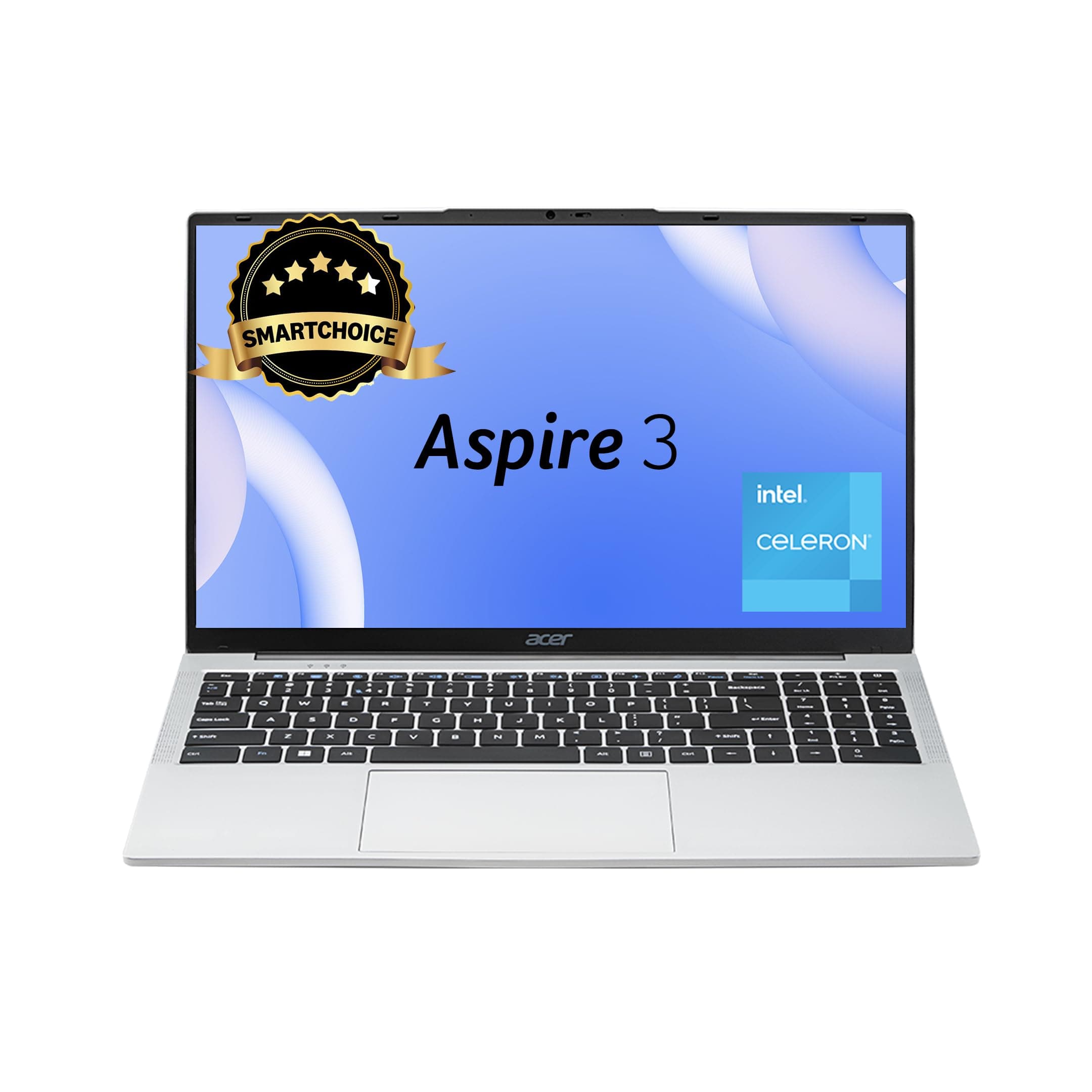 [SmartChoice Aspire 3 Laptop Intel Core Celeron N4500 Processor Laptop (8 GB LPDDR4X SDRAM/512 GB SSD/Win11 Home/38 WHR/HD Webcam) A325-45 with 39.63 cm (15.6") HD Display, Pure Silver, 1.5 KG