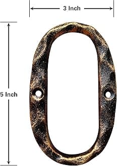 5.5 Inch House Numbers & Letters, Highly Visible Cast Iron Metal Home Address Number for Street Office Mailbox, Antique Brass (Letter O)